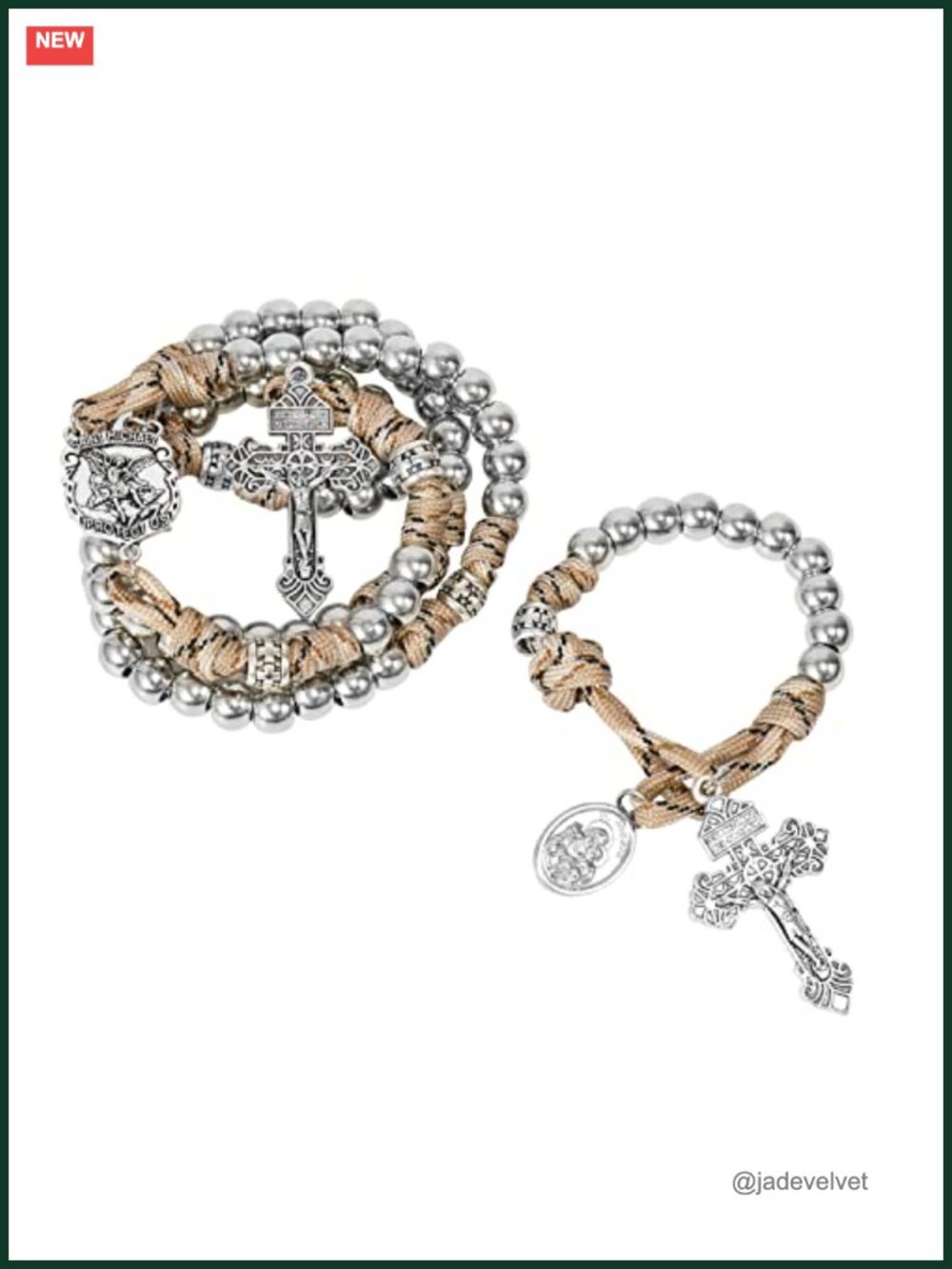 Paracord Rosary Set with Saint Michael Medal and Pardon Crucifix for Daily